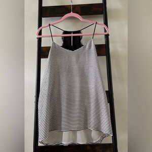 Express Black and White Lace Detail Top